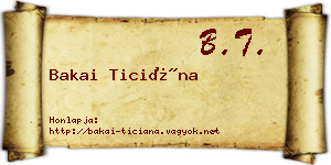 Bakai Ticiána névjegykártya